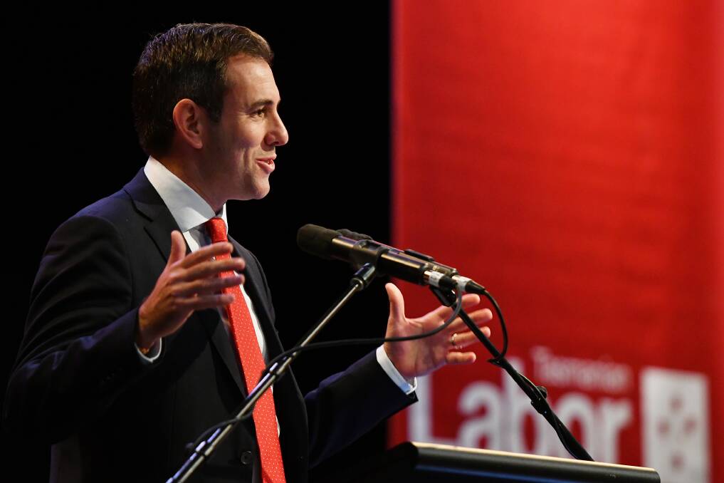 Shadow Treasurer Jim Chalmers addresses the Labor state conference in Burnie. Picture: Brodie Weeding 