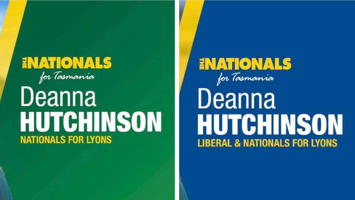 Despite having no formal coalition agreemnt in Tasmania, Nationals Lyons candidate Deanna Hutchinson is now advertised as the "Liberal and Nationals for Lyons" on her official Facebook page. 