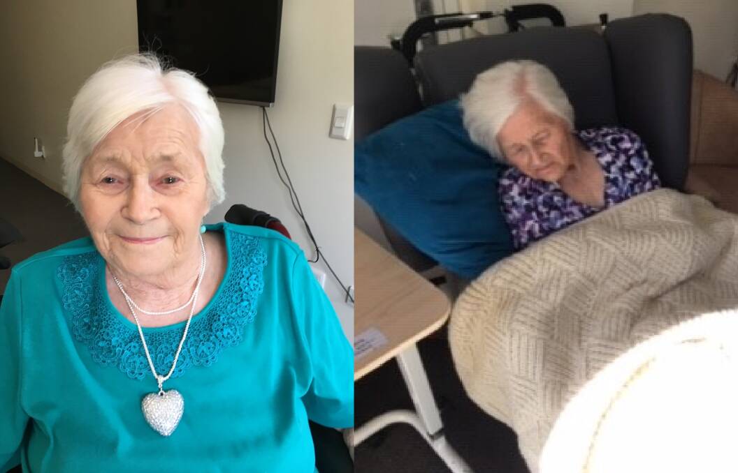 Bupa South Hobart resident Emily Flanagan in December 2016, left, and August 2019, right. Pictures: supplied 