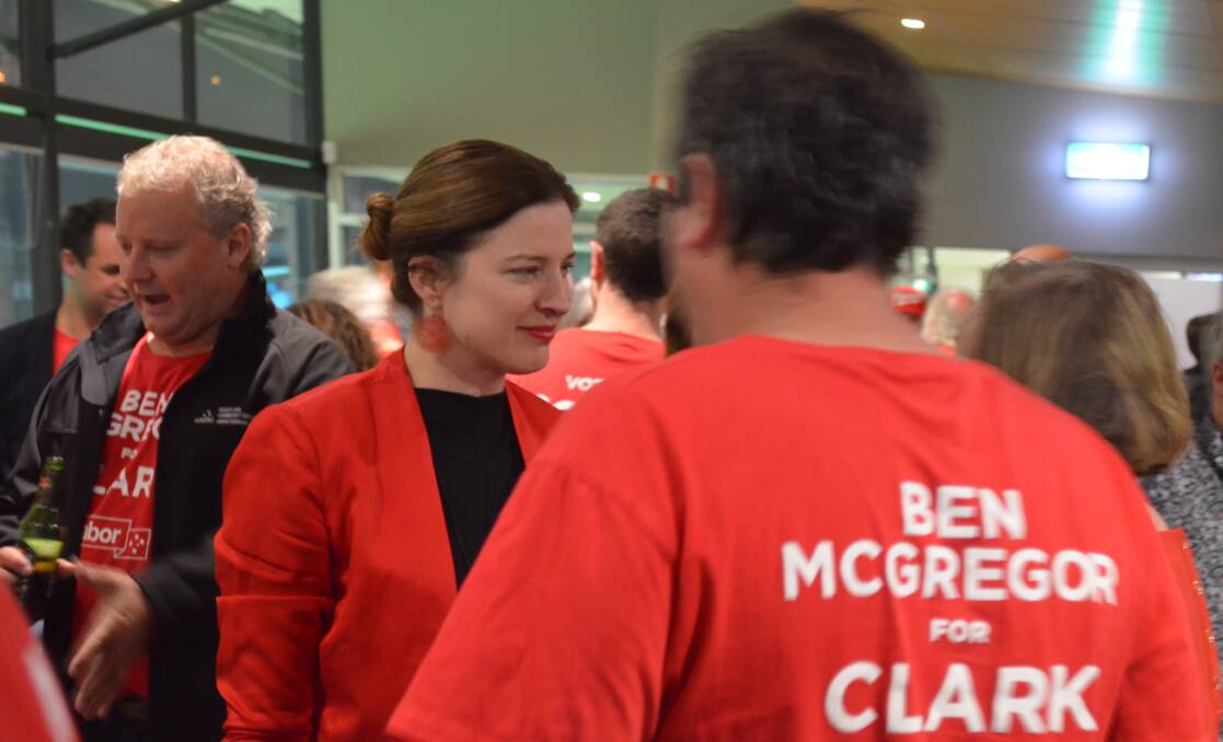 MIXED FEELINGS: Despite Julie Collins' landslide win in Franklin, the mood was somber at Labor's election night event in Hobart as it became evident the party did not poll as well as expected across the country. Picture: Matt Maloney 