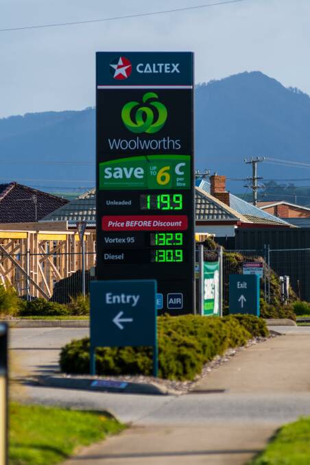 BOWSER: Petrol prices in Ulverstone on Wednesday. Picture: Phillips Biggs 