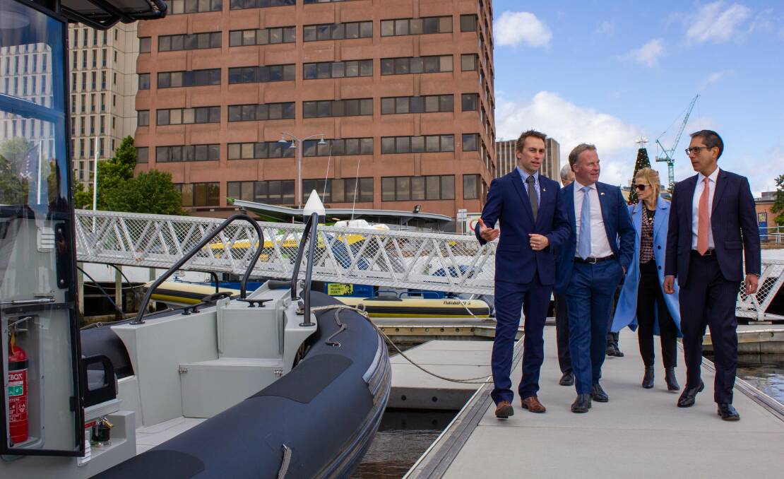 Premier Will Hodgman tours the Hobart waterfront with members of the US trade delegation. Picture: supplied 