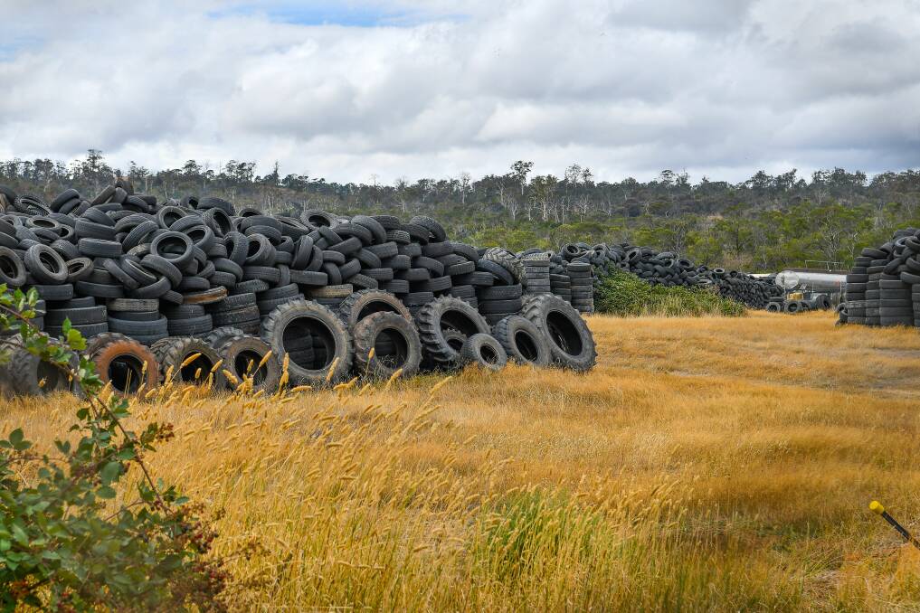 Tyre pile at Mowbray. Picture: Scott Gelston