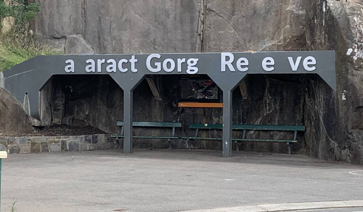 FIX COMING: Vandals have removed letters from the Cataract Gorge sign at the Kings Bridge entrance. Picture: Sarah Aquilina