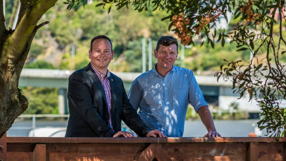 MITIGATION: City of Launceston council acting Mayor Danny Gibson and built environment manager Michael Newby release a report into the North and South Esk Rivers. Picture: Phillip Biggs