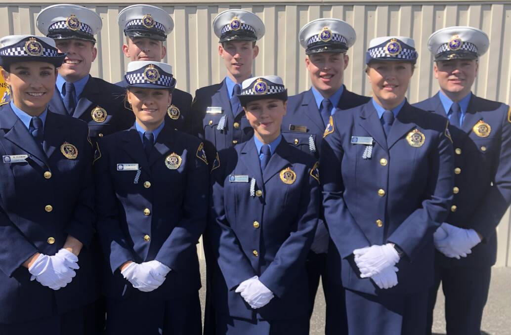 Nine of the 18 recruits who graduated from the police academy on Thursday will be stationed in Launceston. Picture: supplied 