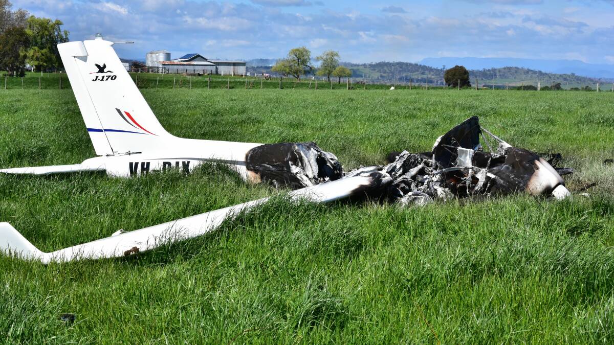 Inspector Hopkins' light plane after the crash on October 21. Picture: Neil Richardson