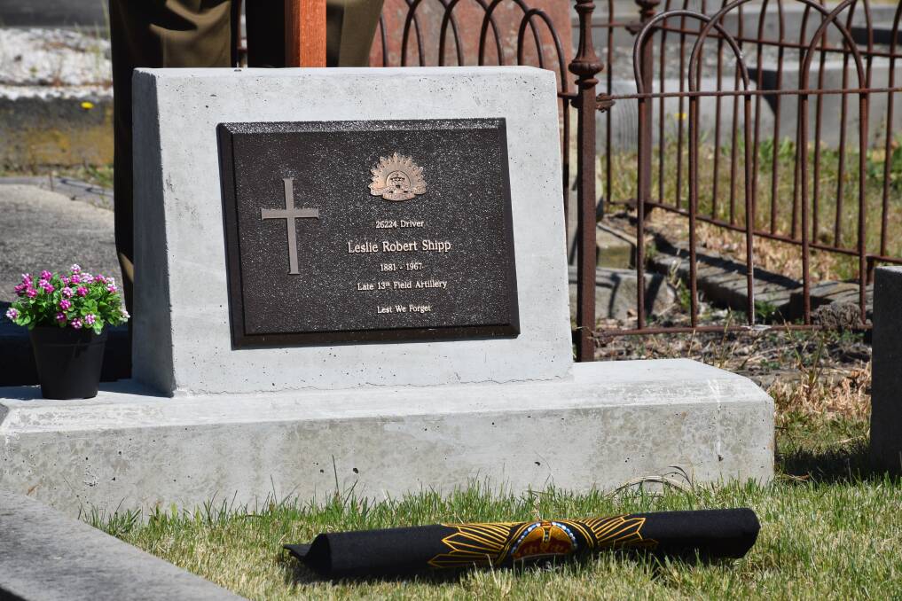 REMEMBER: One of the 13 headstones unveiled at the Ulverstone Remembrance Day service on Saturday. Picture: Lachlan Bennett