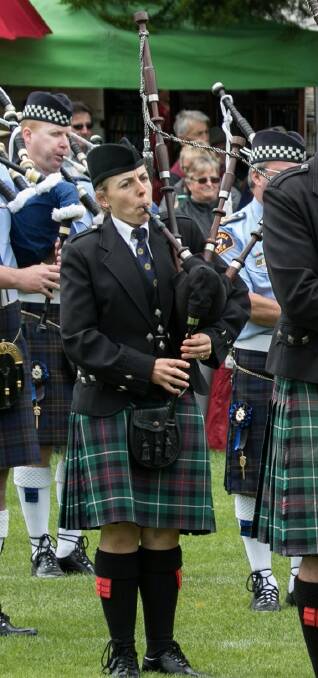 Performing at the Tasmanian State Pipe Band Championships. 