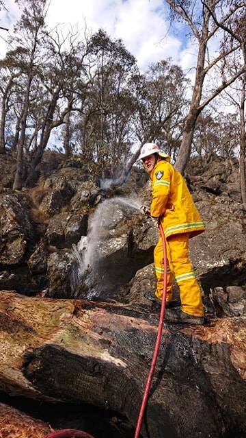 Volunteer firefighter Aaron Hinds at the Miena bushfire. Picture: Supplied