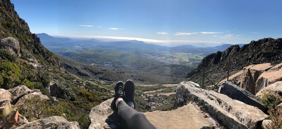 ACHIEVE: Kimberley Macdonald takes in the view at Mt Barrow. Pictures: supplied