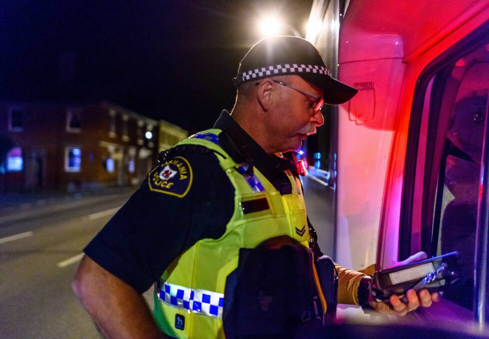 Tasmania Police Senior Constable Leigh Casboult during at RBT at Longford. Picture: Scott Gelston