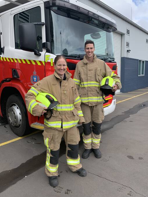 RECRUITING: Senior Firefighter Sandy Eaton and Firefighter Tom Chapman at thew Cambridge station. Picture: supplied