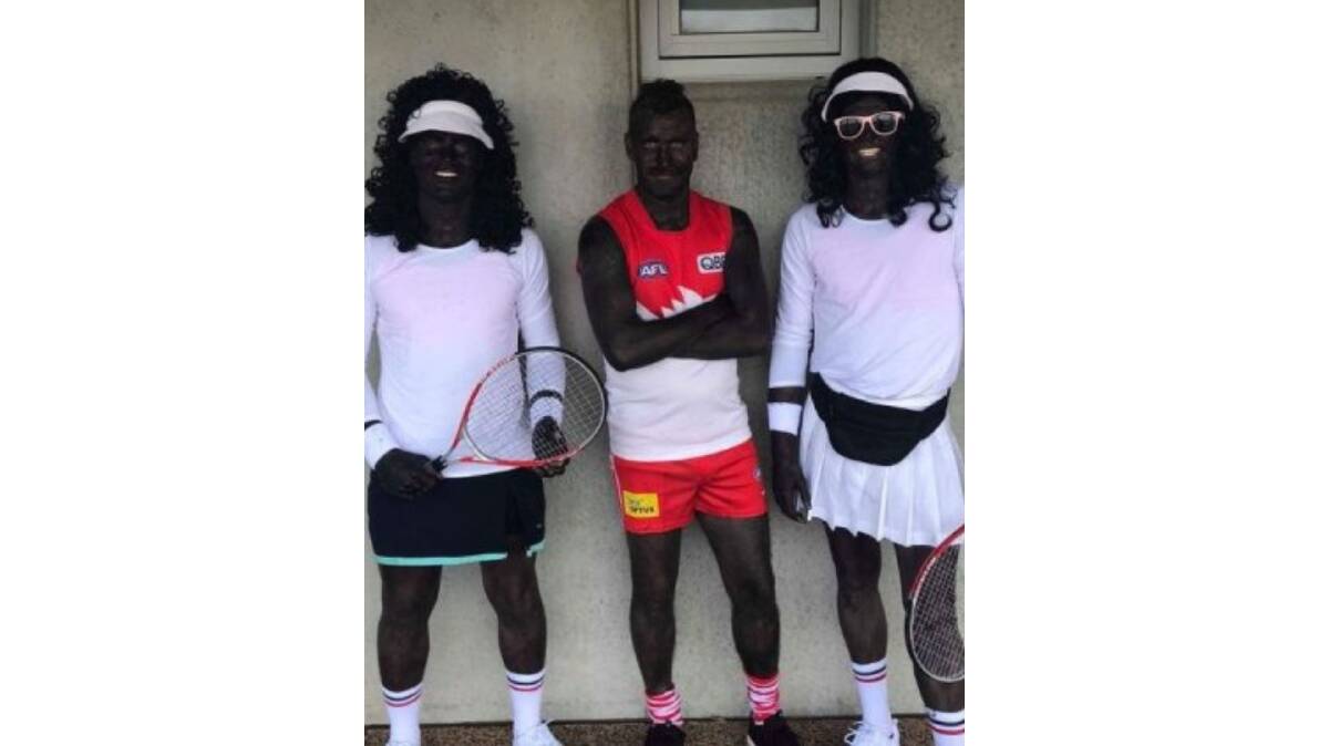 The Penguin Football Club players in blackface. Picture: Facebook