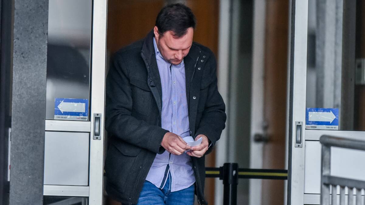 Kane Dallow leaving the Launceston Magistrates Court in May