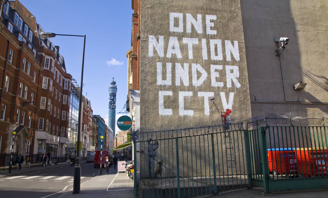Banksy's "One Nation Under CCTV" Graffiti located off Oxford Street, London. Picture: Shutterstock