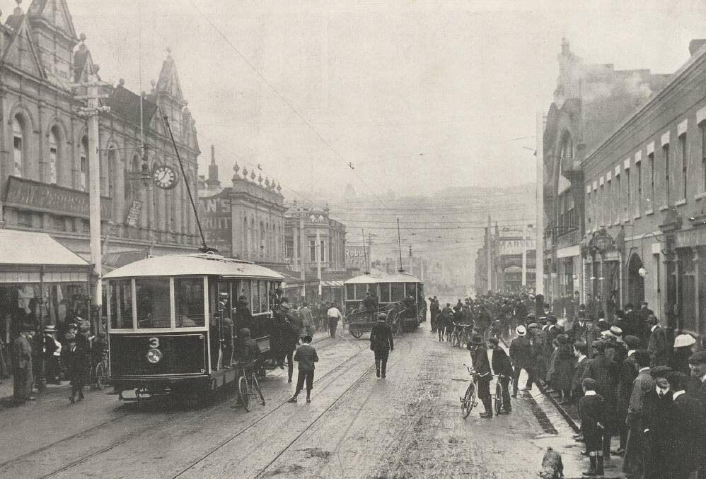 ALL ABOARD: Launceston's new trams in action along Brisbane Street in August 1911. Picture: Weekly Courier, August 3, 1911