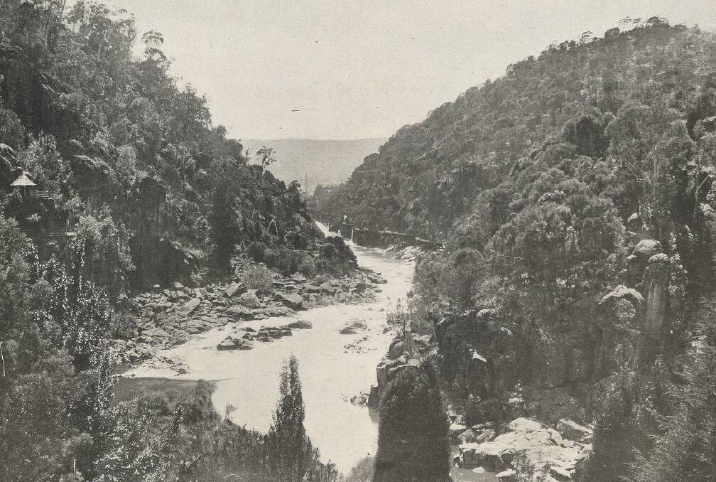 FLOW: The Cataract Gorge from the First Basin in December 1912. Picture: Weekly Courier, 5 December 1912
