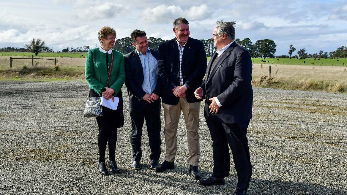 NTDC chief executive Maree Tetlow, Meander Valley general manager Martin Gill, mayor Wayne Johnston and Lyons MHR Brian Mitchell at the funding announcement.