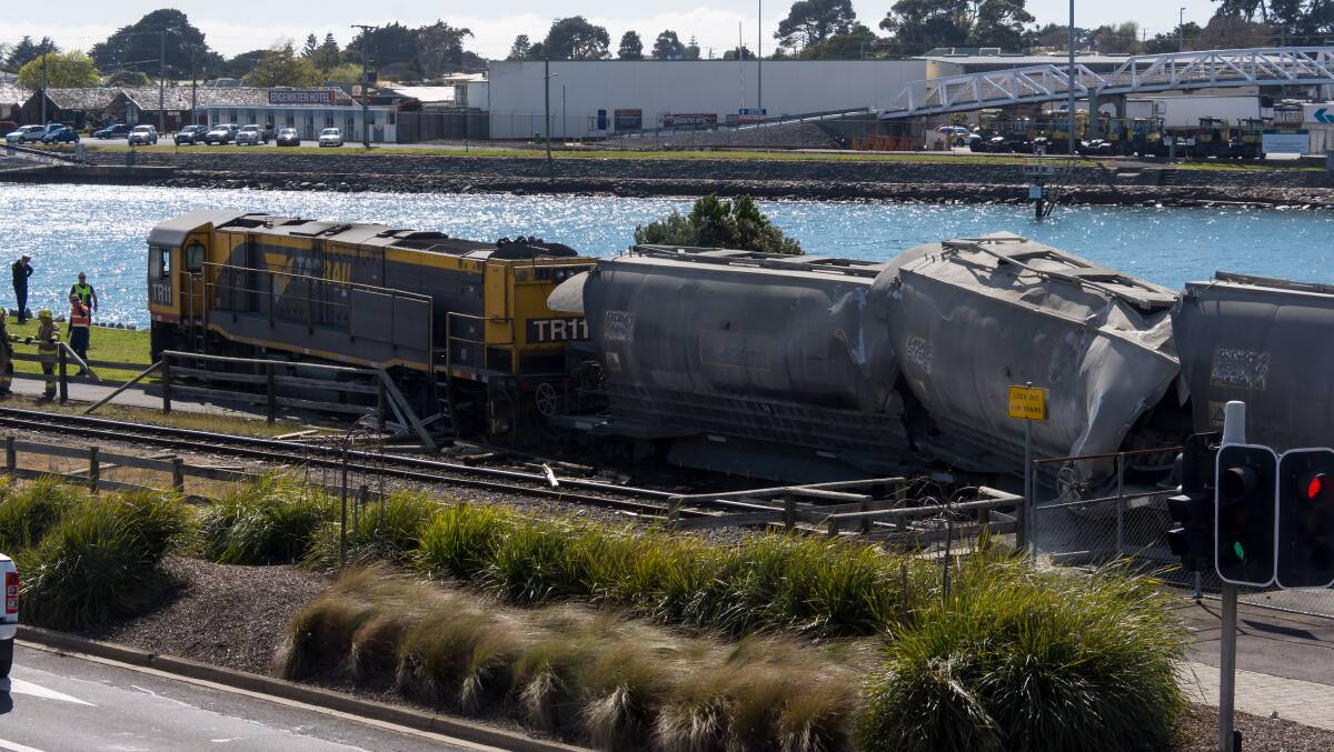 CRASH: The automated train was derailed and injured two people. Picture: Brodie Weeding