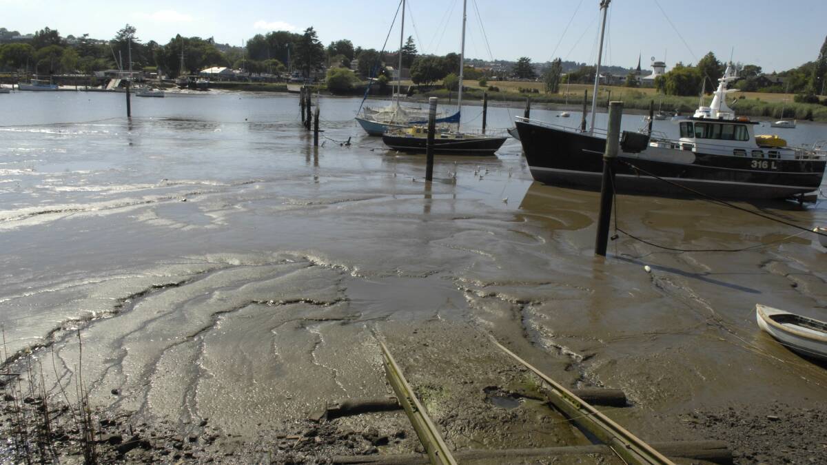 Sediment build-up in the Tamar River. 