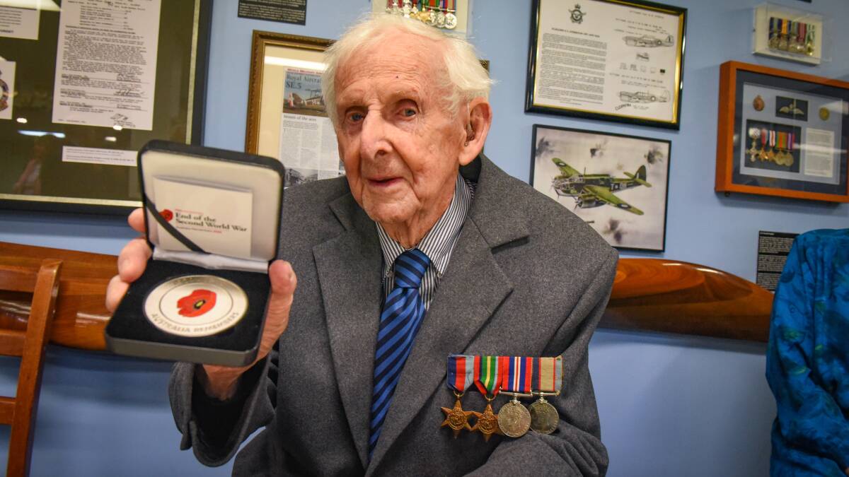FAMILY HISTORY: Don Bayles (RAAF), with his commemorative medallions, at the Launceston RSL. He and his brothers all served in the military. Picture: Paul Scambler.