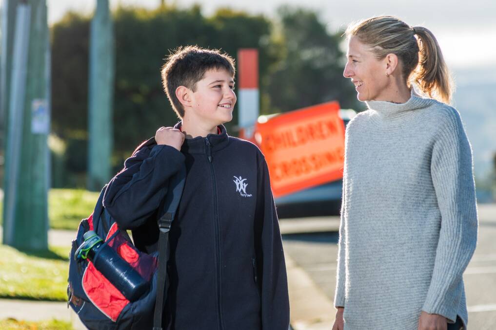 Grade 6 pupil Hudson Young, who enjoyed home-schooling, with his mother Belinda Young back on campus for term 2. 