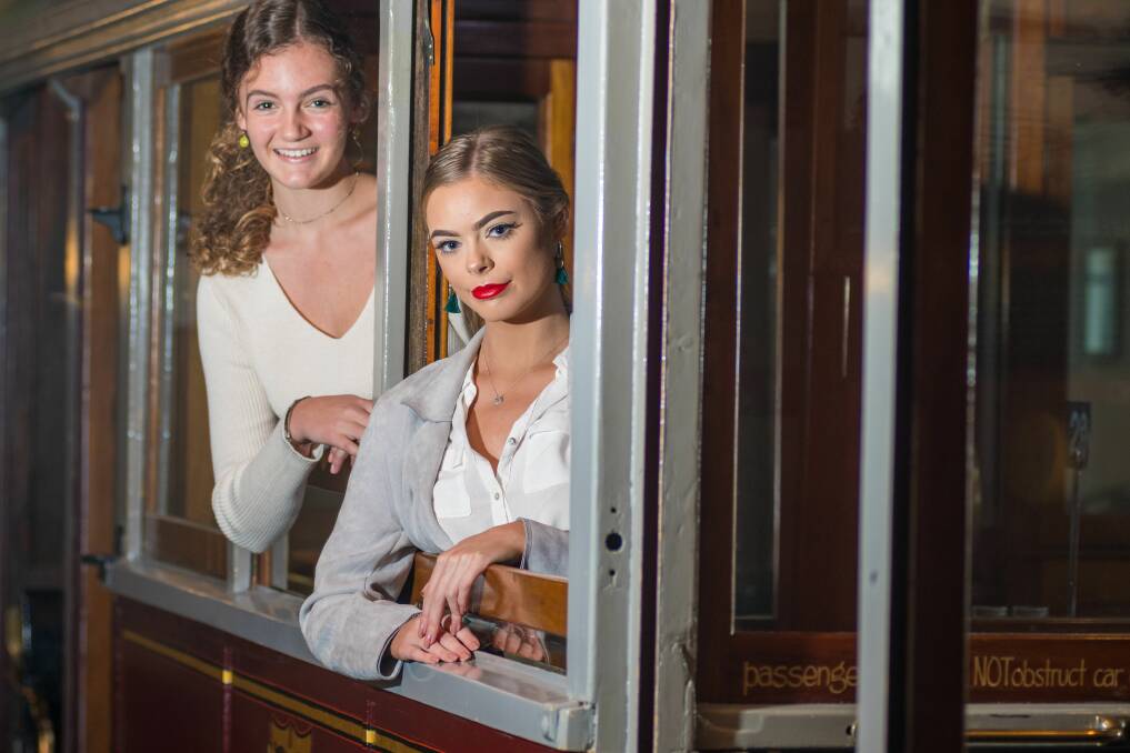 POISED: Miss Teen Australia state finals entrants Ashlyn Mayes and Nikki Seabrook at the Tram Bar at the Best Western, Launceston. Picture: Phillip Biggs