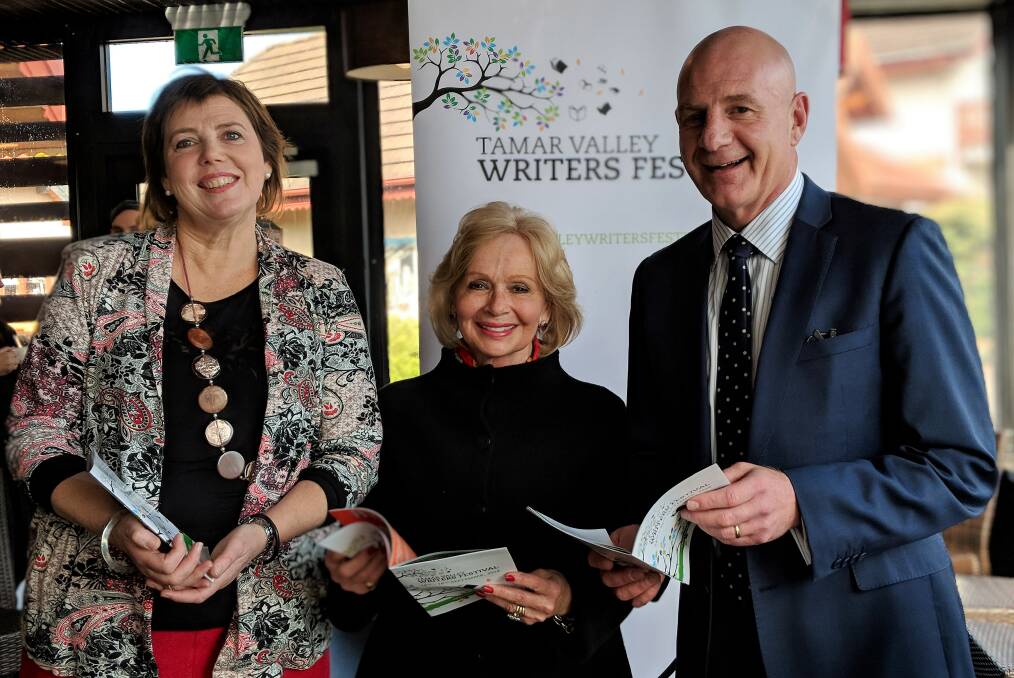 NEXT CHAPTER: Tamar Valley Writers Festival president Mary Machen, with West Tamar mayor Christina Holmdahl and Treasurer Peter Gutwein. Picture: Caitlin Jarvis