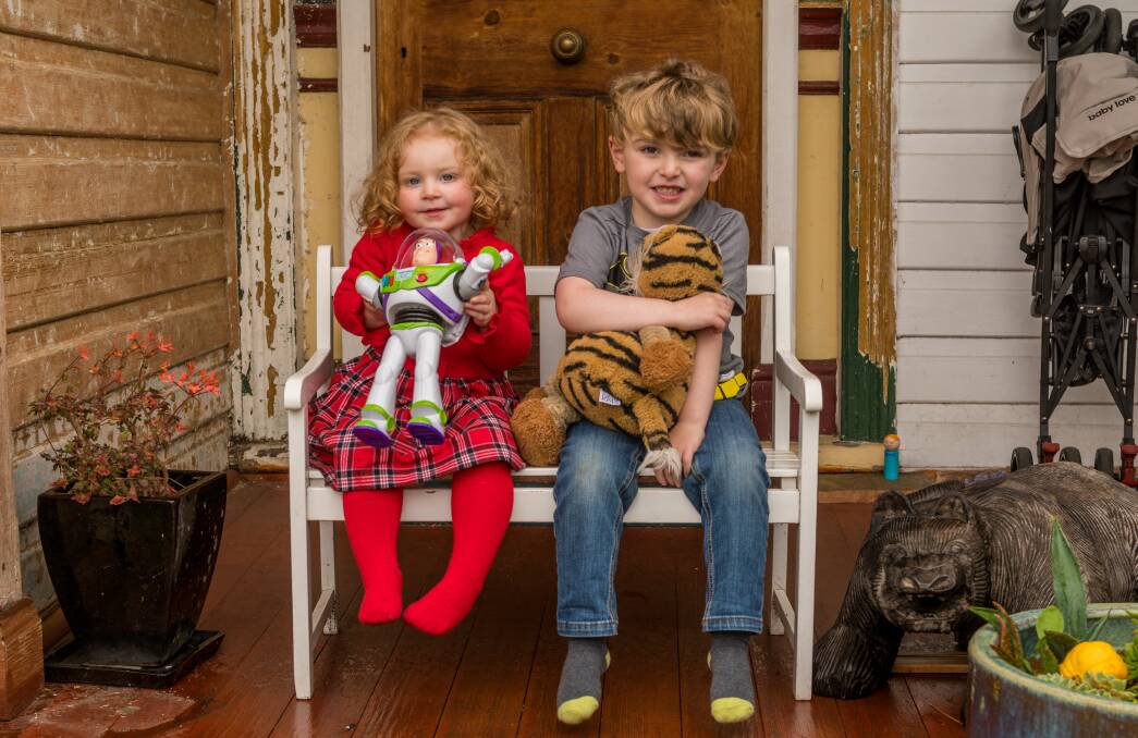 BRAVE: Four-year-old Finn Wright with his sister Rosslyn, 2, at their Invermay home. Picture: Phillip Biggs