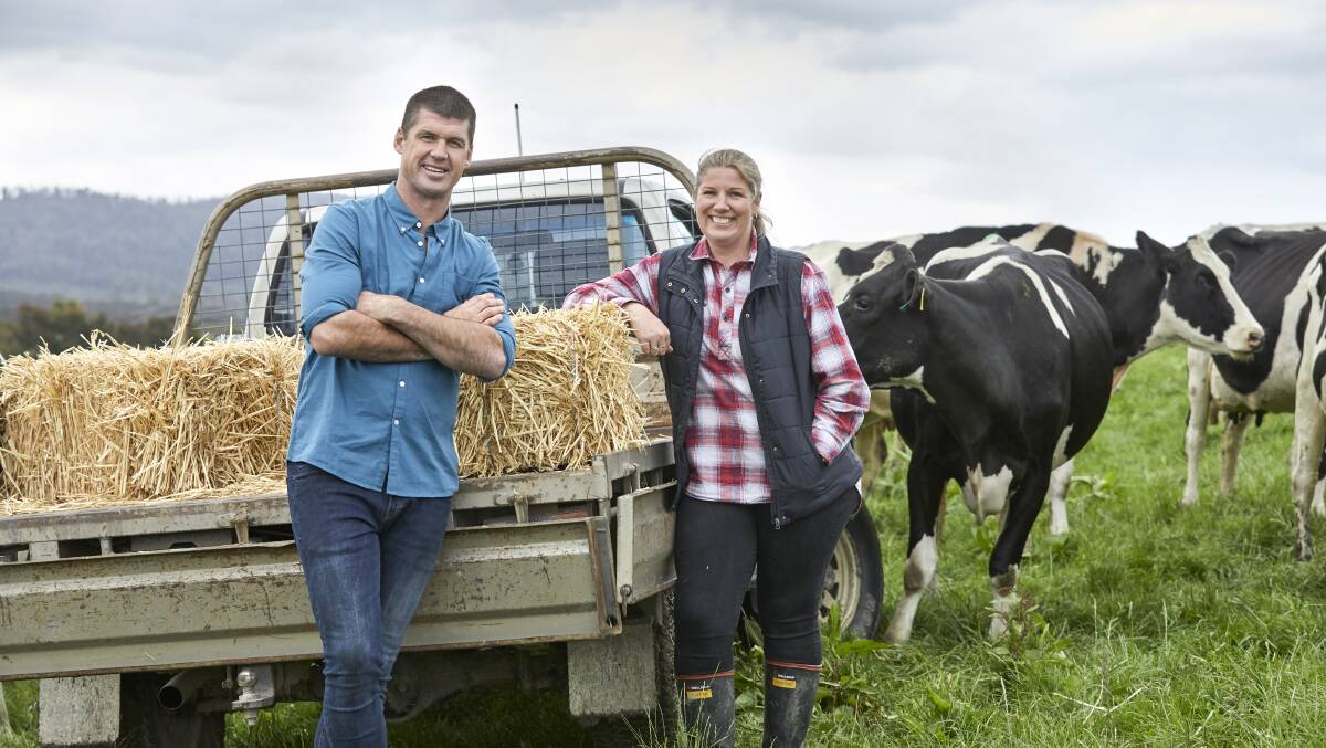 Jonathan Brown, Dairy Australia brand ambassador, with Gippsland dairy farmer Trish Hammond as part of the campaign.