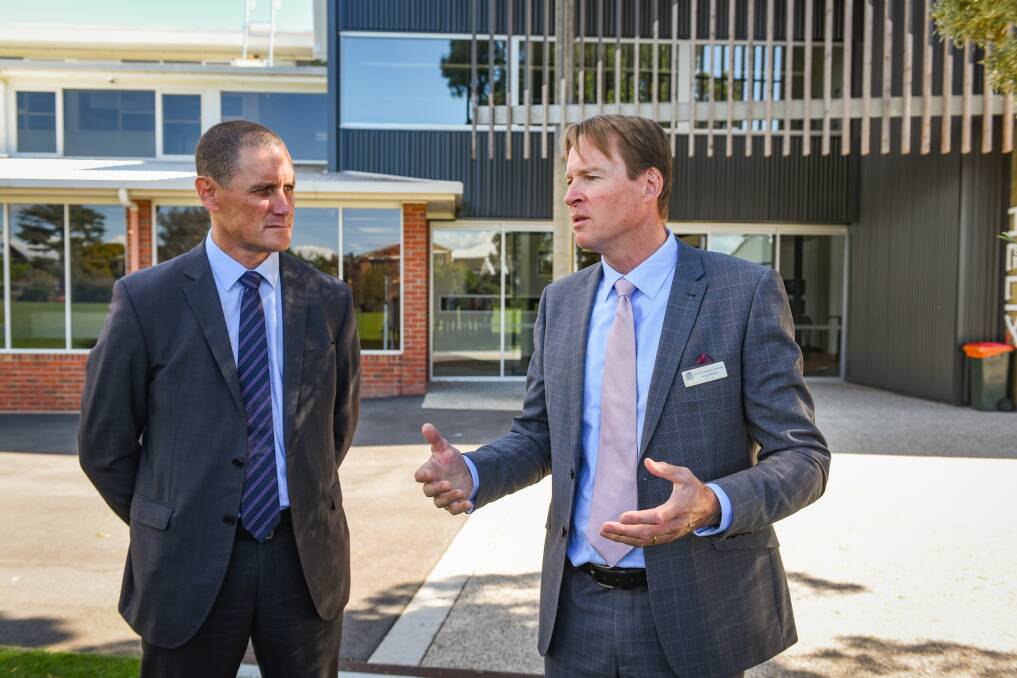 OUR DECISION: Scotch Oakburn principal Andy Muller (right) said the school had signed on to JobKeeper and was able to after cutting its fees. Picture: file