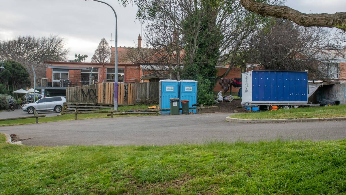 The lockers and toilets at Royal Park set up for the homeless community.