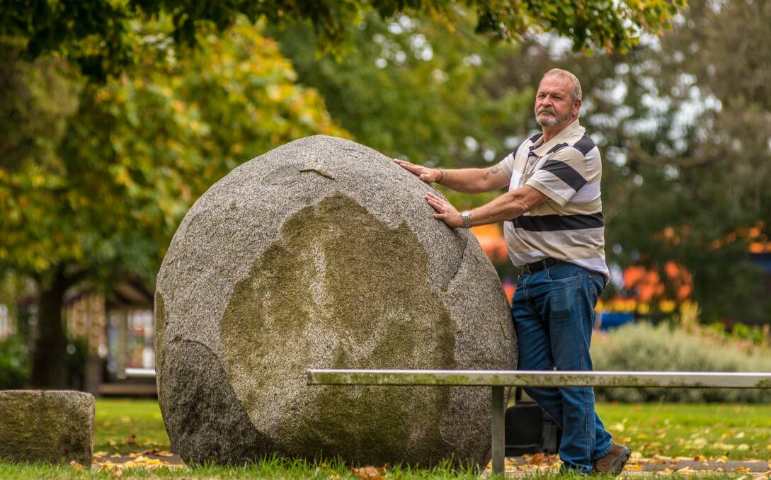 CALL FOR FUNDS: Guy Hudson at the Launceston Workers Memorial Garden, at Inveresk, near UTAS Stadium. Mr Hudson and Unions Tasmania is seeking federal funding to finish off the garden. Picture: Phillip Biggs