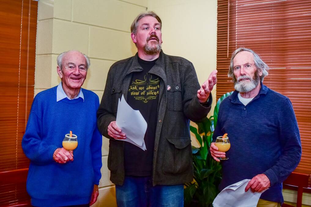 SPOKEN: Tim Thorne, Cameron Hindrum and Michael Edgar will be part of the first of a series of live poetry readings to be held at the Grand Chancellor. Picture: Neil Richardson