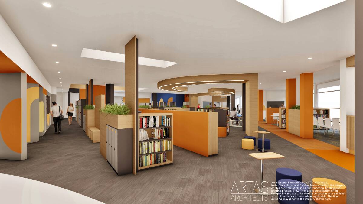 NEW LOOK: An artist's impression of the interior of the refurbished library at the Alanvale campus of TasTAFE. Picture: supplied by Artas Architects