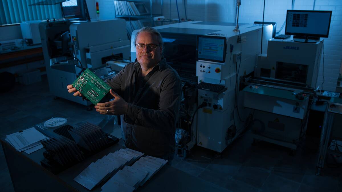 FUTURE: Definium Technologies owner Mike Cruse is paving a new way for manufacturing in Tasmania by producing IT motherboards for local, national and international clients. Picture: Scott Gelston