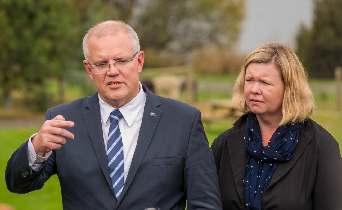 Prime Minister Scott Morrison and Liberal Bass candidate Bridget Archer on the campaign trail.