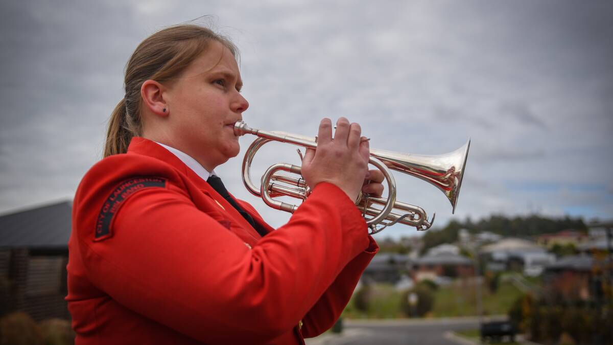 COMMUNITY SERVICE: Riverside's Evelyn Beasley will play The Last Post in her street for Anzac Day. Picture: Paul Scambler