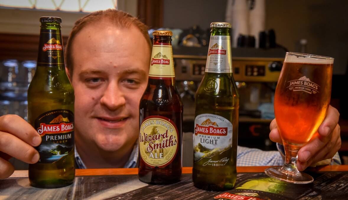 TOP DROP: Boags head brewer Nathan Calman with the beers that won bronze awards in the recent International Brewing awards in the UK. Picture: Paul Scambler