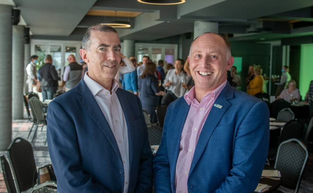 TOURISM BENEFITS: AFL Taskforce member James Henderson and CEO of the Association of the Australian Convention Bureaux Andrew Hiebl at the lunch. Picture: Paul Scambler