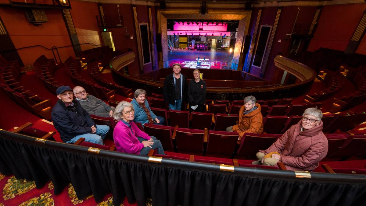 BACK ON SHOW: Princess Theatre tour guide and front of house Elke Hill takes a group on a tour of Princess Theatre as part of its reopening to the public after the COVID shutdown. Picture: Phillip Biggs
