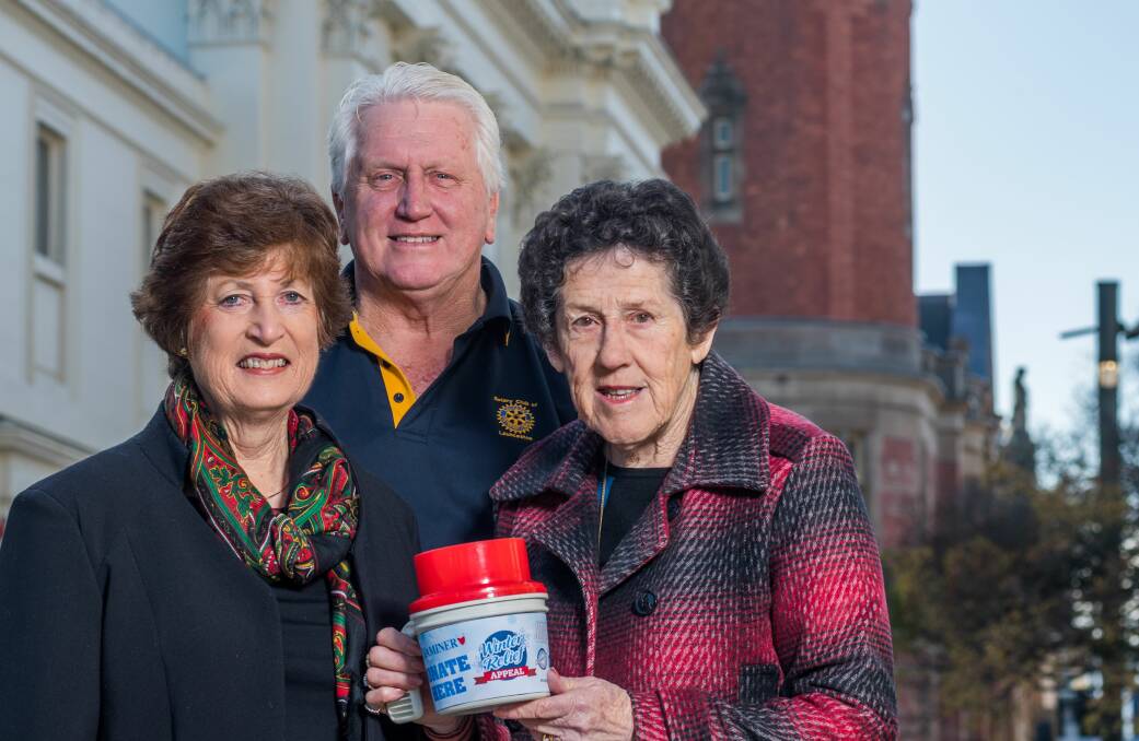 INVALUABLE: Robert Fergusson Foundation directors Mary Fergusson and Margot Smart, with Rotary Club of Launceston project director John Williams, long-time supporters of The Examiner's Winter Relief Appeal. Picture: Phillip Biggs
