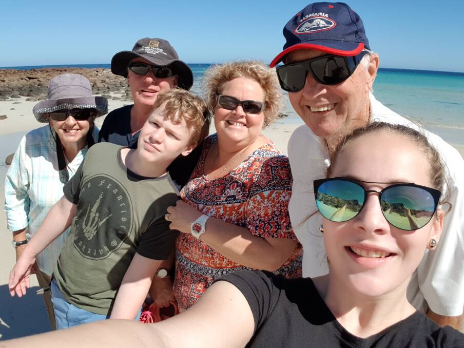 HOME SWEET HOME: Sharna Mulach, Rod Mulach, Chloe Mulach and Liam Mulach with Malcolm and Janice the first day they came to Tasmania. Pictures: supplied
