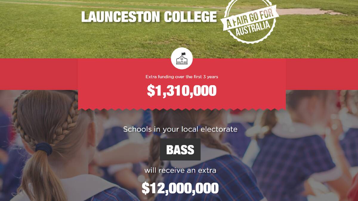 A screen grab from the website showing Launceston College's prospects.
