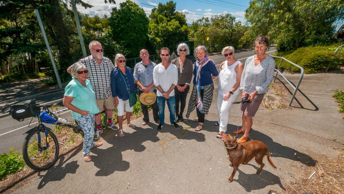 SLOW DOWN: Frustrated residents of Trevallyn with City of Launceston councillor Andrea Dawkins, who has brought a motion to the council to consider traffiic initiatives for the suburb. Picture: Phillip Biggs
