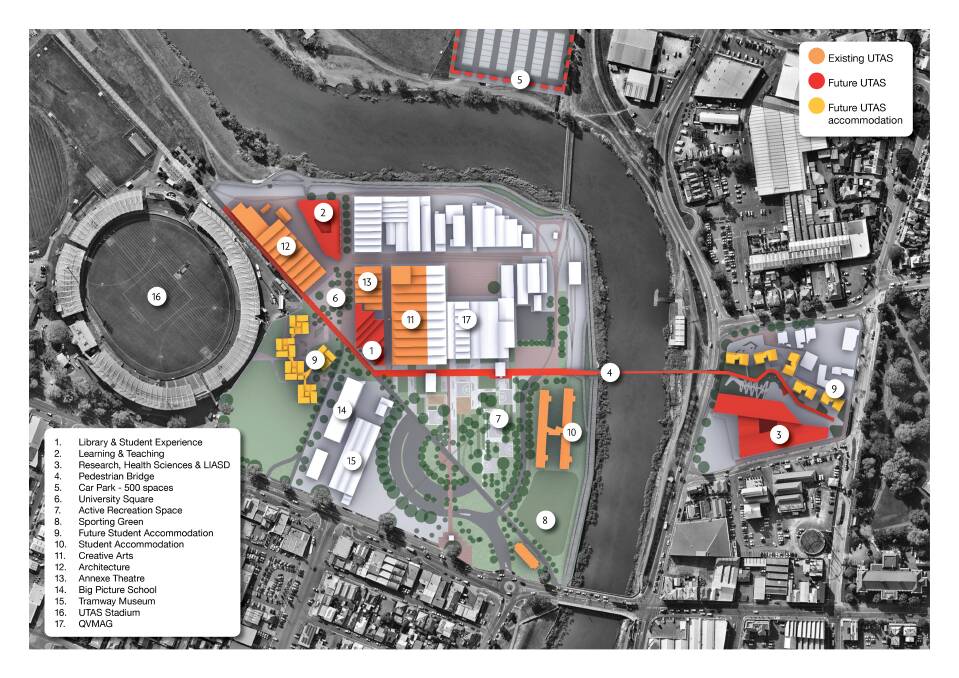 Parking at Glebe Farm (top, in red) was highlighted as a parking solution in the UTAS Inveresk master plan, released in June.