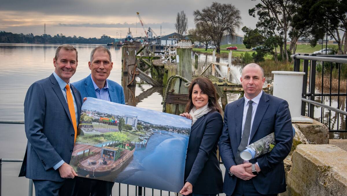 Reveal of the vision for the Tamar Estuary by the Tamar Estuary Management Taskforce chair Gary Swain, Infrastructure Minister Michael Ferguson and Legislative Councillors Jo Palmer and Nick Duigain.