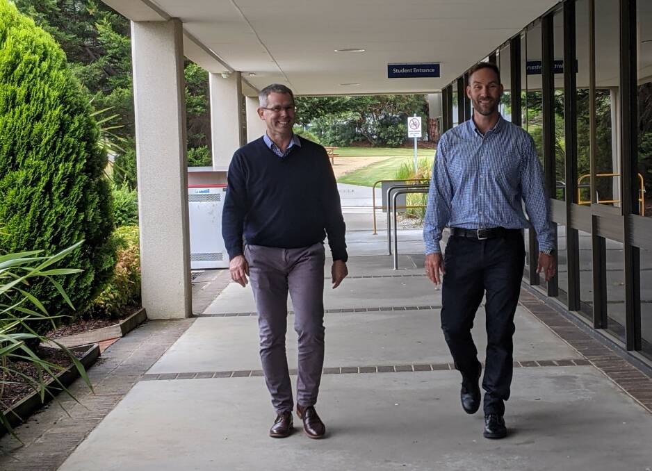 NATIONAL NOD: Australian Maritime College principal Michael van Balen and AMC Search manager defence and autonomous systems Chris White at the Newnham campus. Picture: Caitlin Jarvis