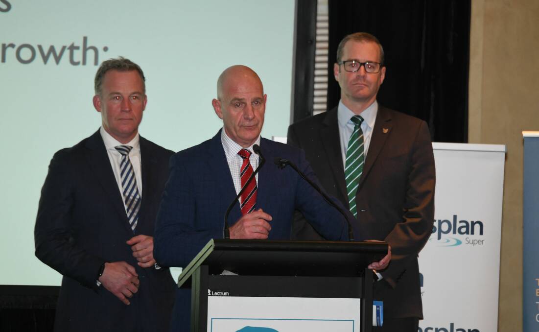 ANSWERS: Treasurer Peter Gutwein, Health Minister Michael Ferguson and Premier Will Hodgman at the budget lunch in Launceston on Friday. Picture: Paul Scambler